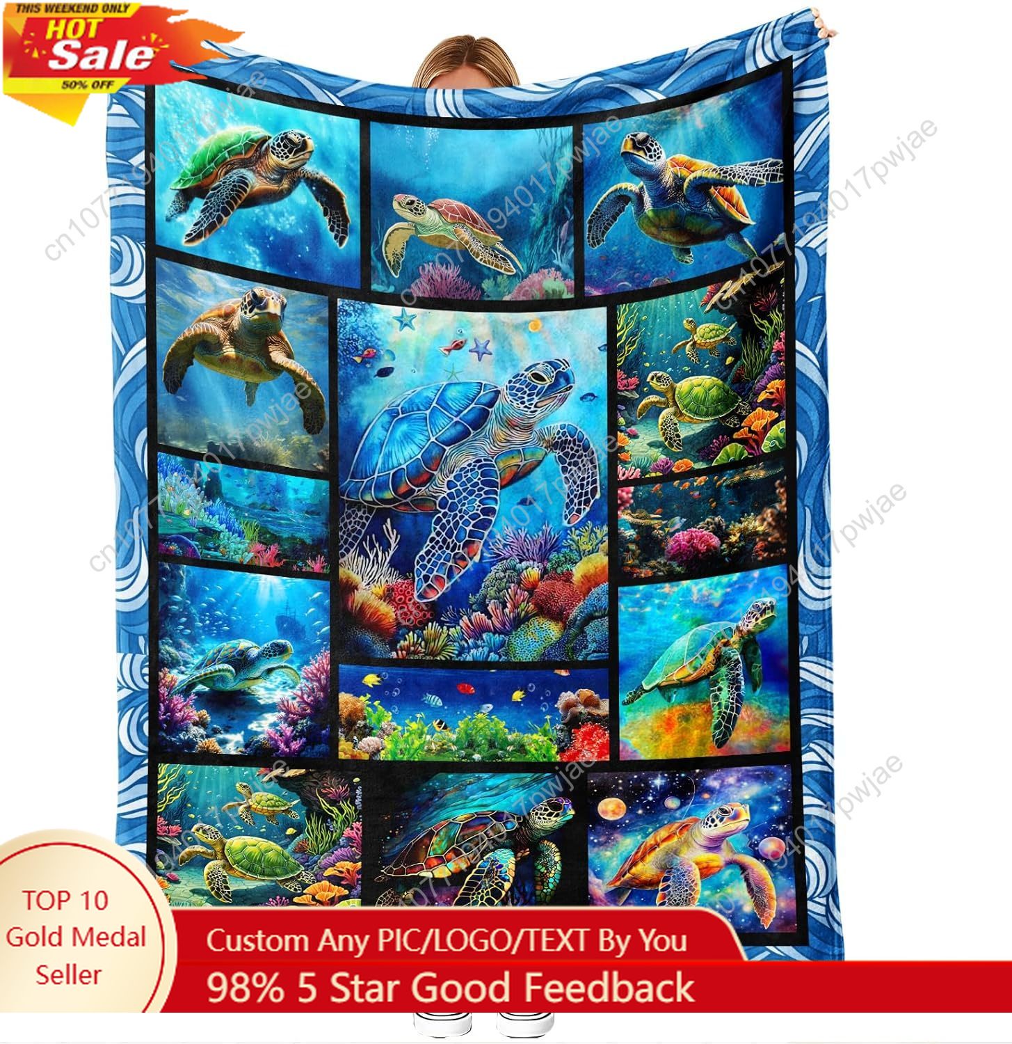 Home Textiles Throw - Sea Turtle Flannel Throw Blanket Soft