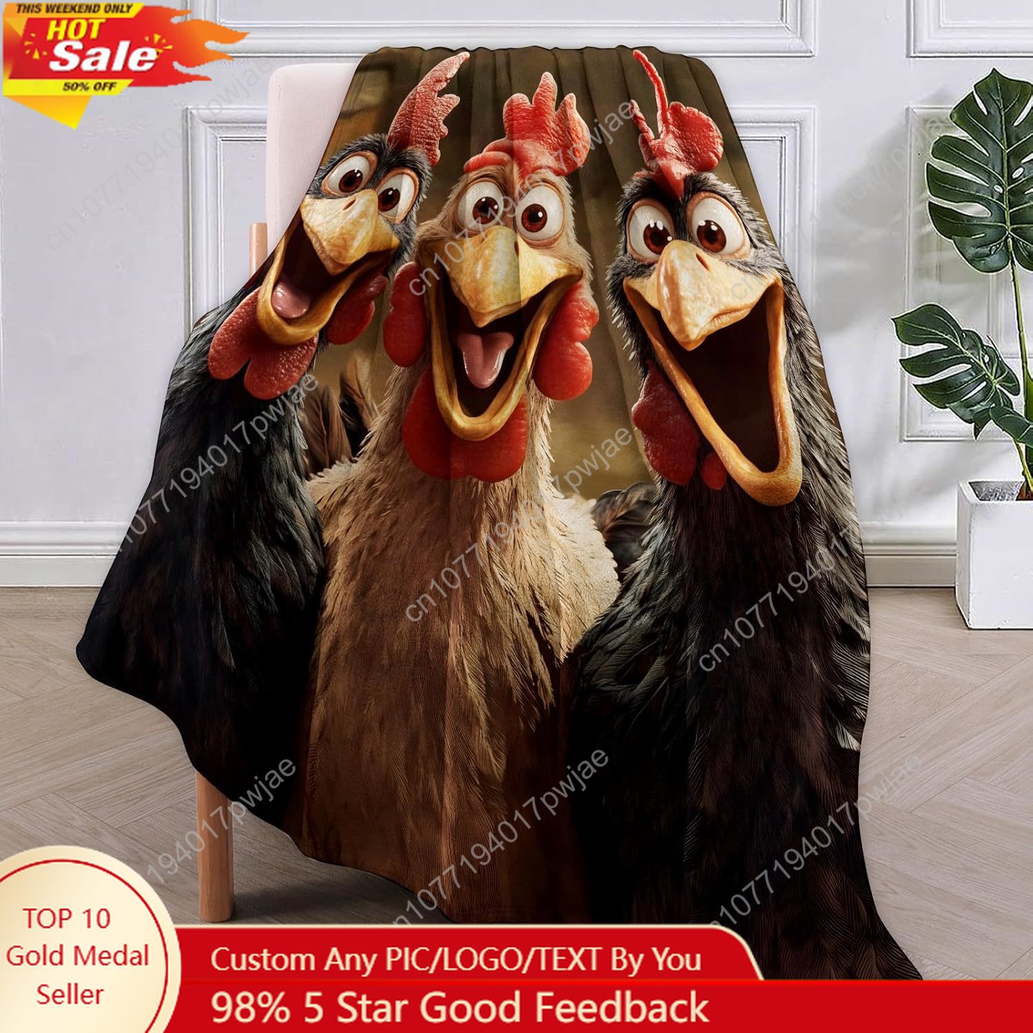 Home Textiles Throw - Chickens Blanket Gifts for Women, Cartoon
