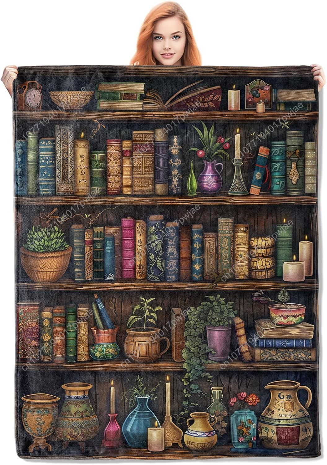 Home Textiles Throw - Vintage Bookshelf Blanket Reading Fleece Throw