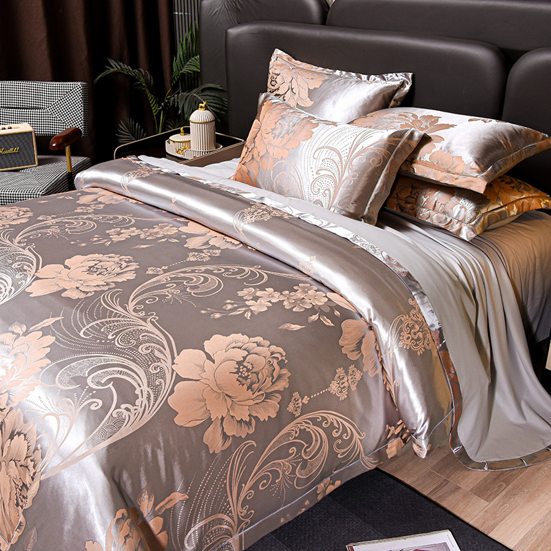 Silk Sheet Set - New 4Pcs European Satin Jacquard Bedding
