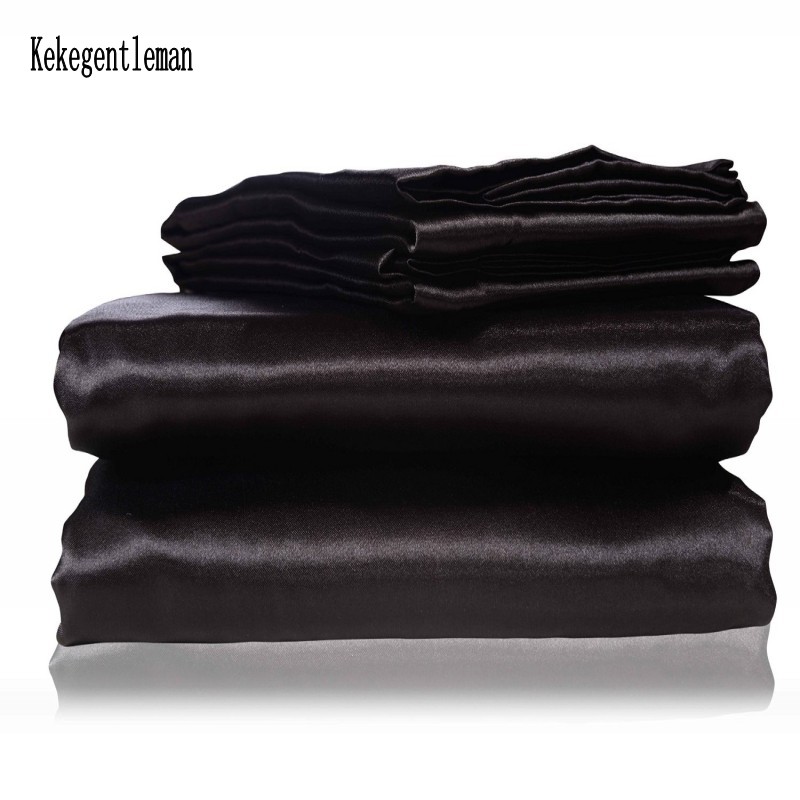 Silk Sheet Set - Satin Black Bedding Set With Duvet