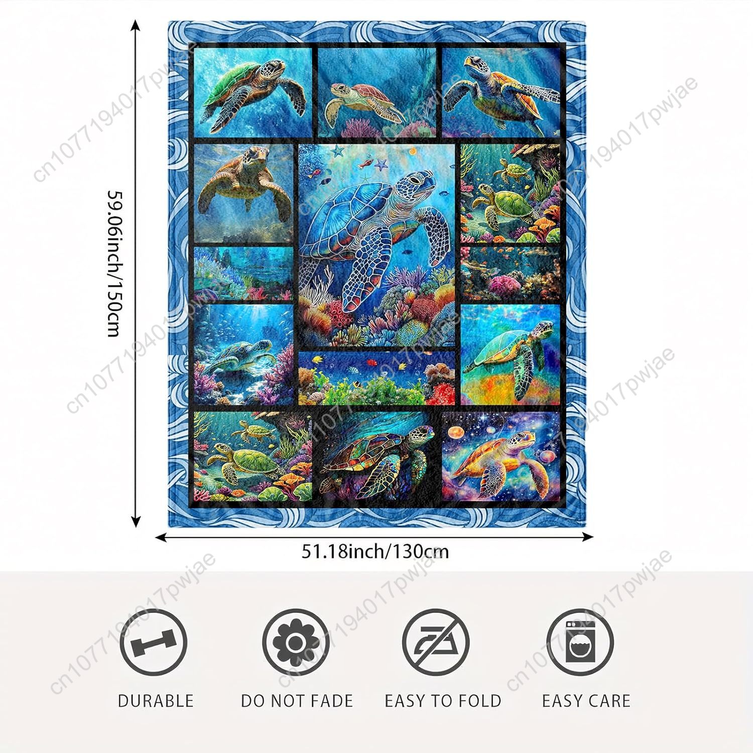 Sea Turtle Flannel Throw Blank - Home Textiles Throw recension och pris