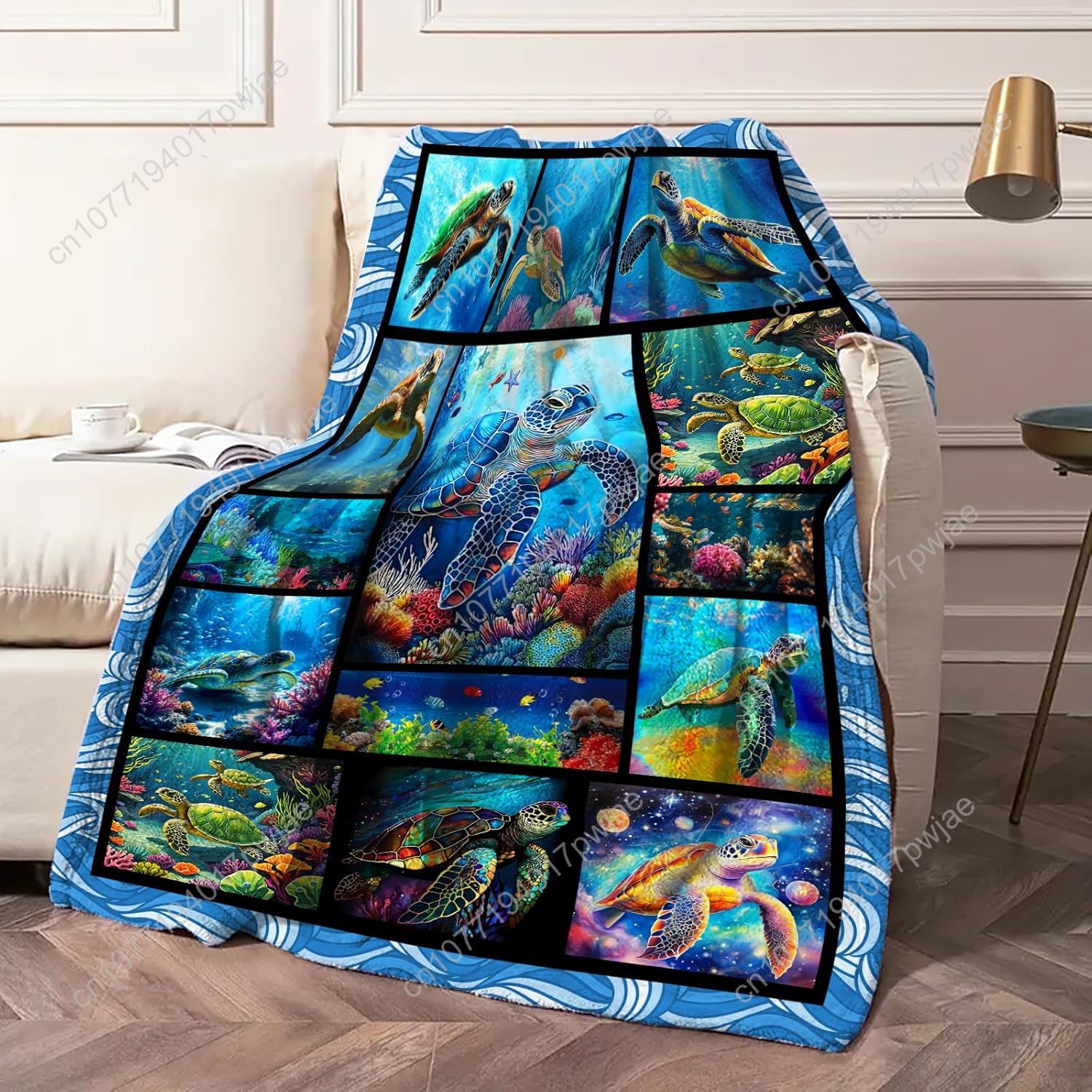 Sea Turtle Flannel Throw Blank - Home Textiles Throw recension och pris