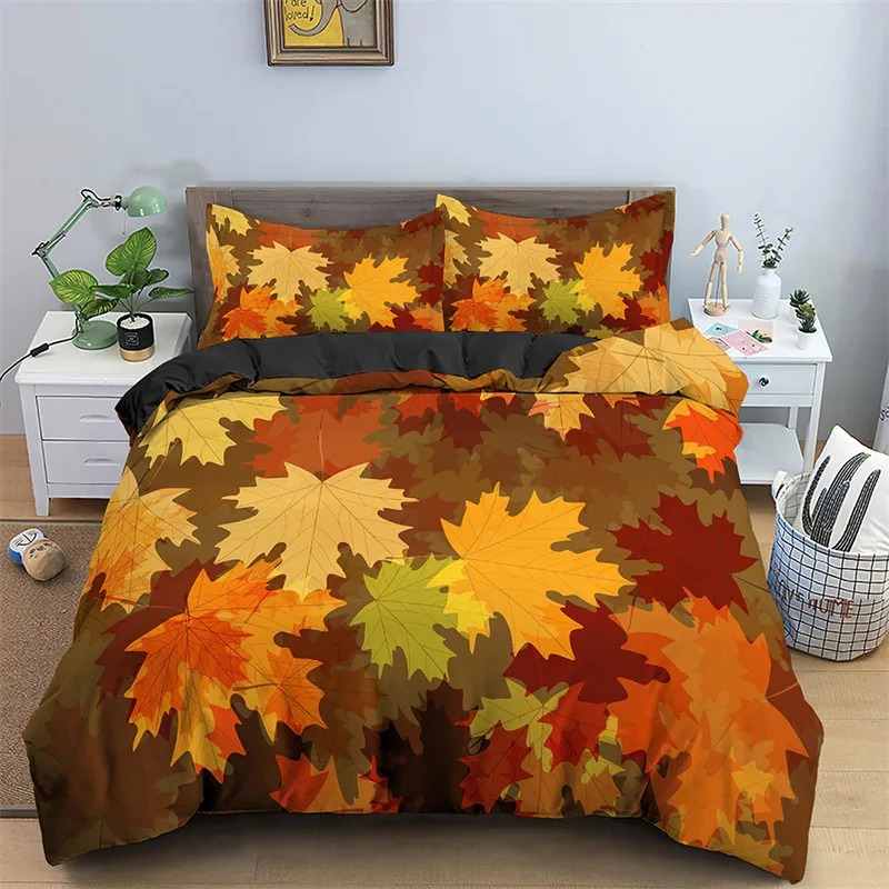 Maple Leaves Duvet Cover Autum - Bed Sheet Microfiber recension och pris