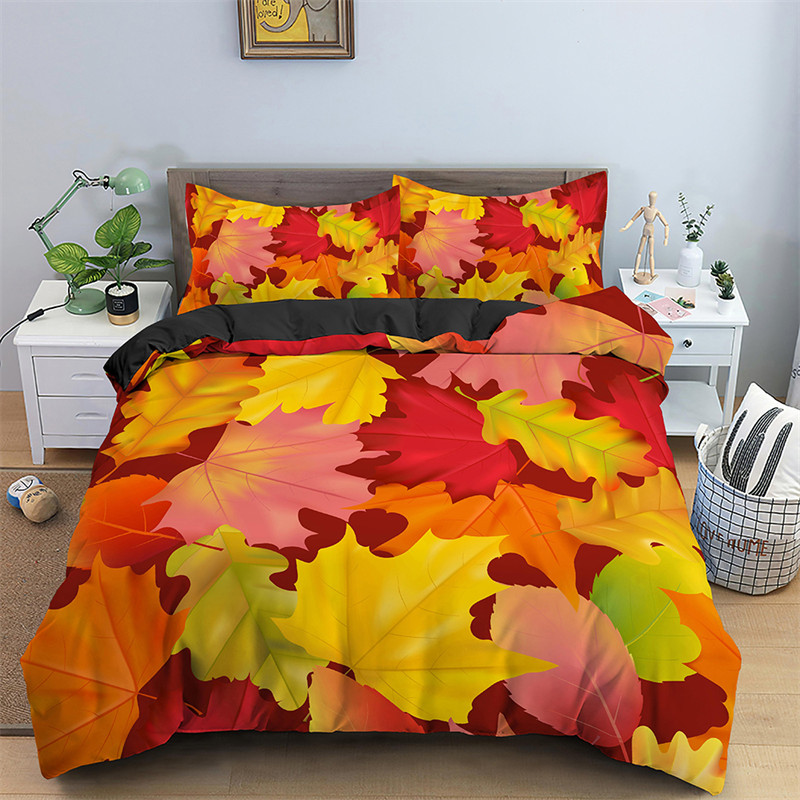 Maple Leaves Duvet Cover Autum - Bed Sheet Microfiber recension och pris