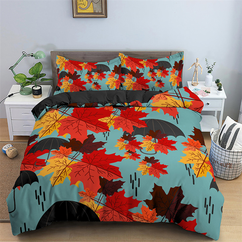 Maple Leaves Duvet Cover Autum - Bed Sheet Microfiber recension och pris