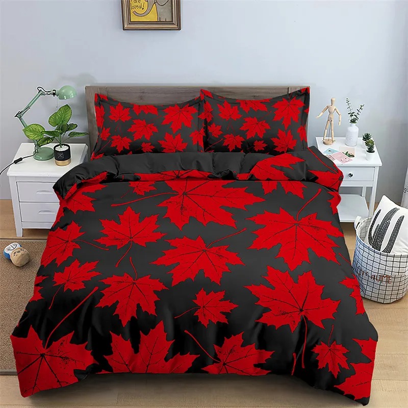 Maple Leaves Duvet Cover Autum - Bed Sheet Microfiber recension och pris