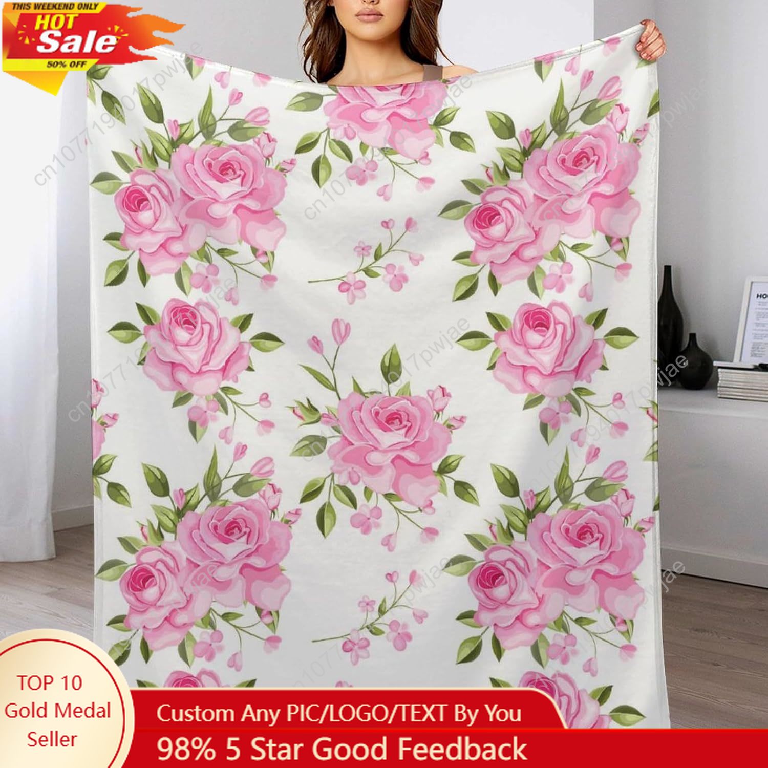 Pink Flower Throw Blanket Flor - Home Textiles Throw recension och pris