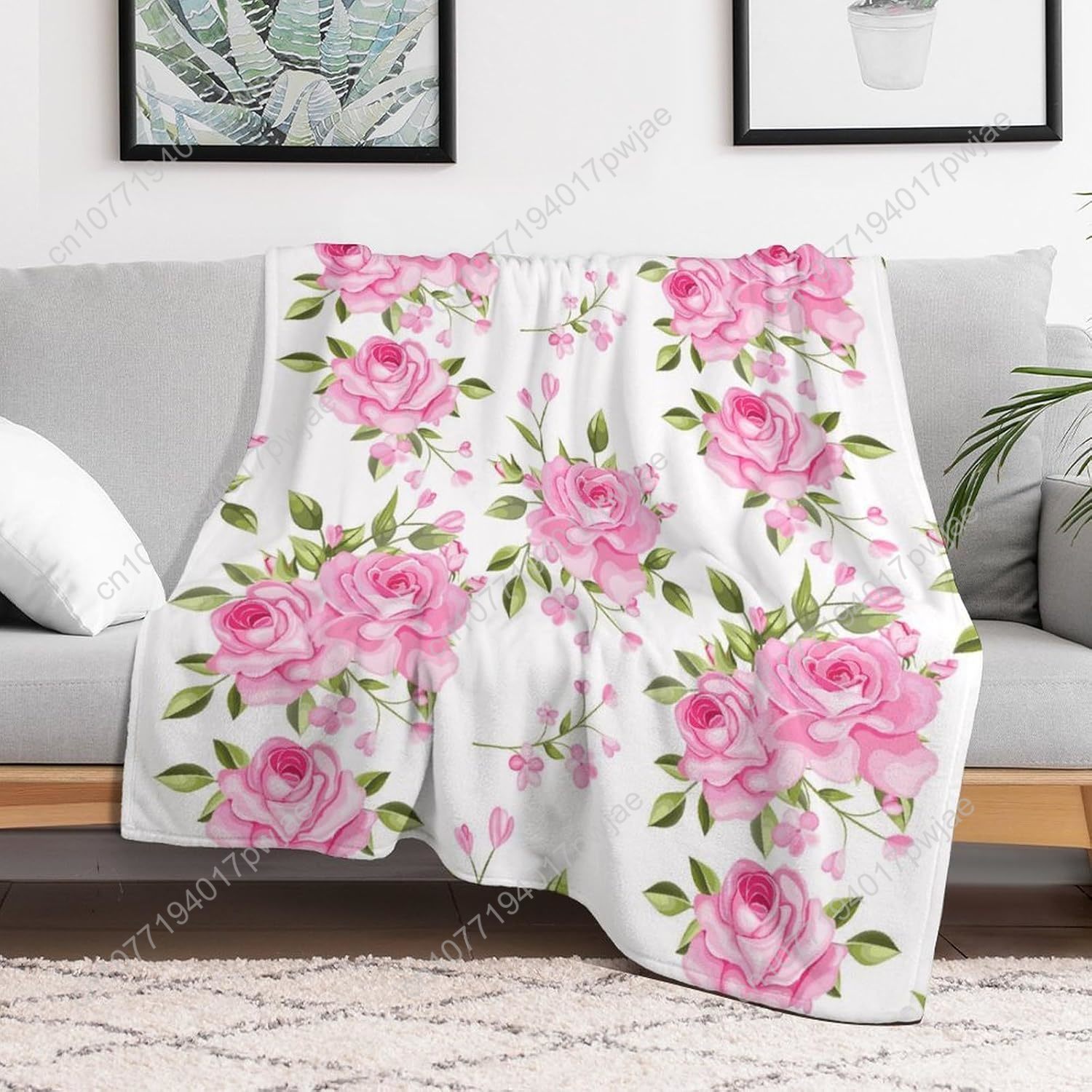 Pink Flower Throw Blanket Flor - Home Textiles Throw recension och pris