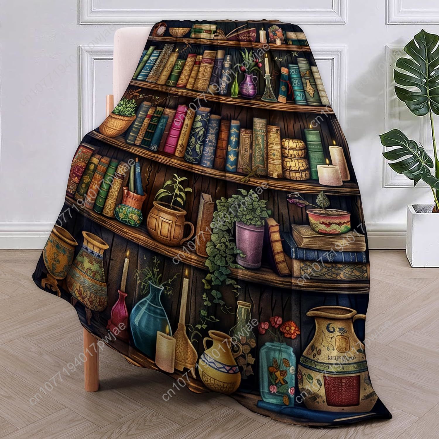 Vintage Bookshelf Blanket Read - Home Textiles Throw recension och pris