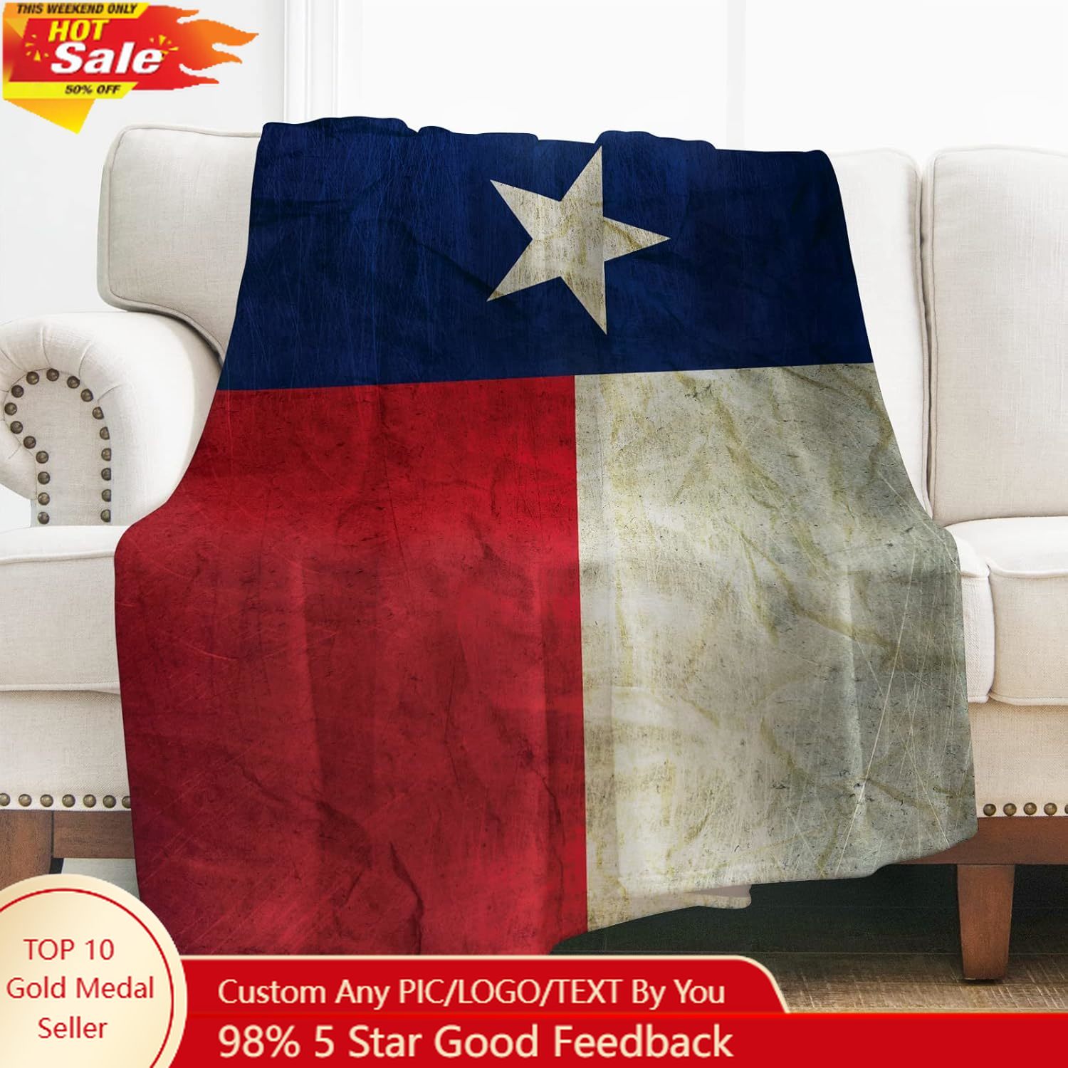 Levens Texas Flag Throw Blanke - Home Textiles Throw recension och pris