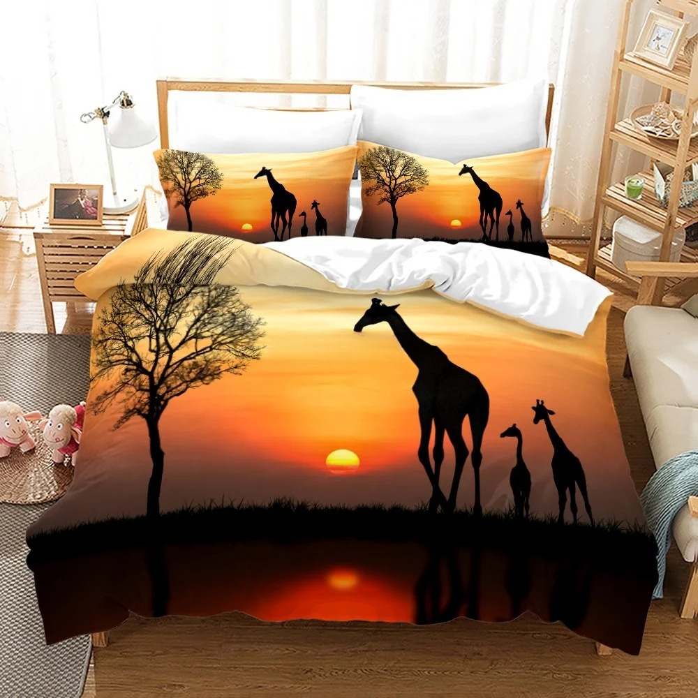 African Animals Giraffe Sunset - Home Textiles Bedding recension och pris