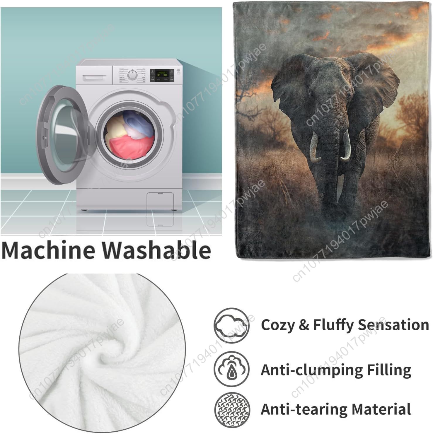 Elephant Fleece Blanket, Reali - Home Textiles Throw recension och pris