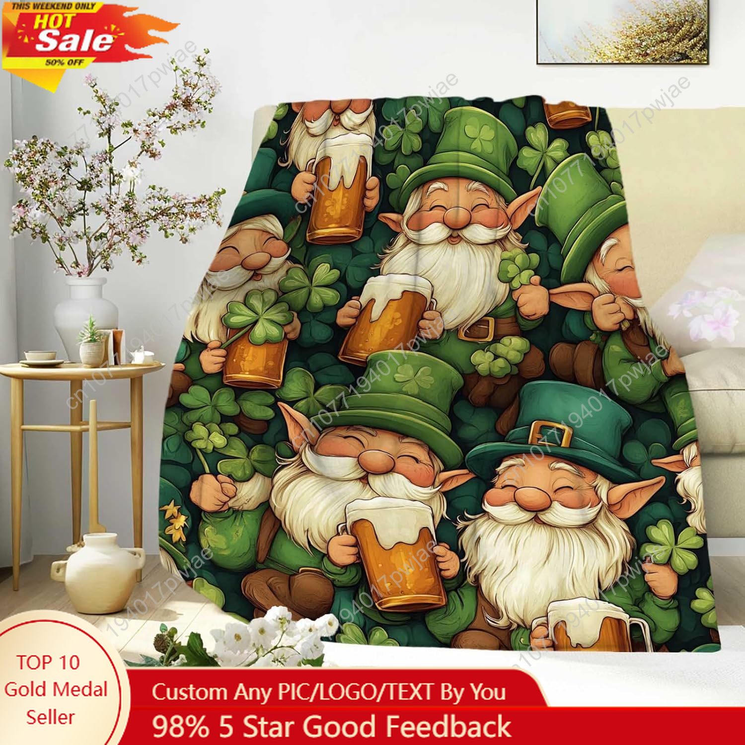 St. Patrick’s Day Gnome Throw  - Home Textiles Throw recension och pris