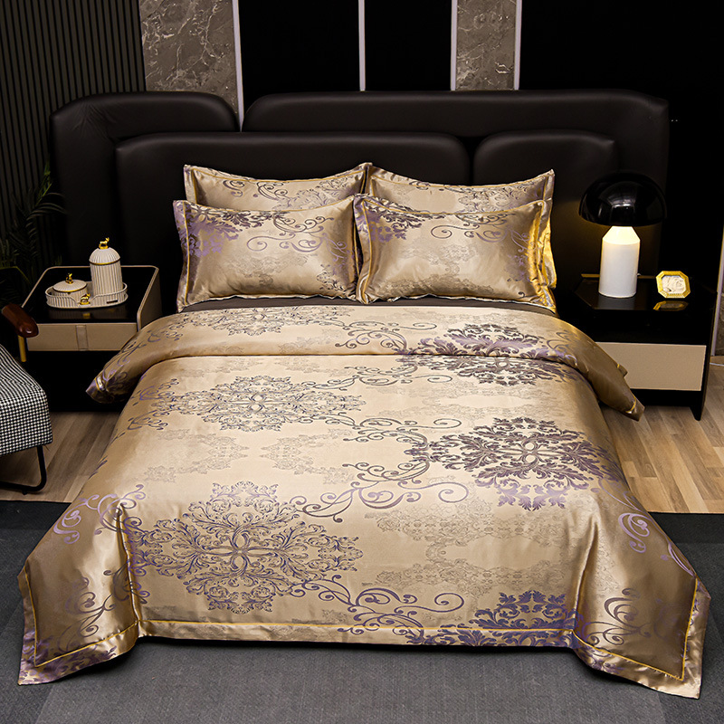 New 4Pcs European Satin Jacqua - Silk Sheet Set recension och pris