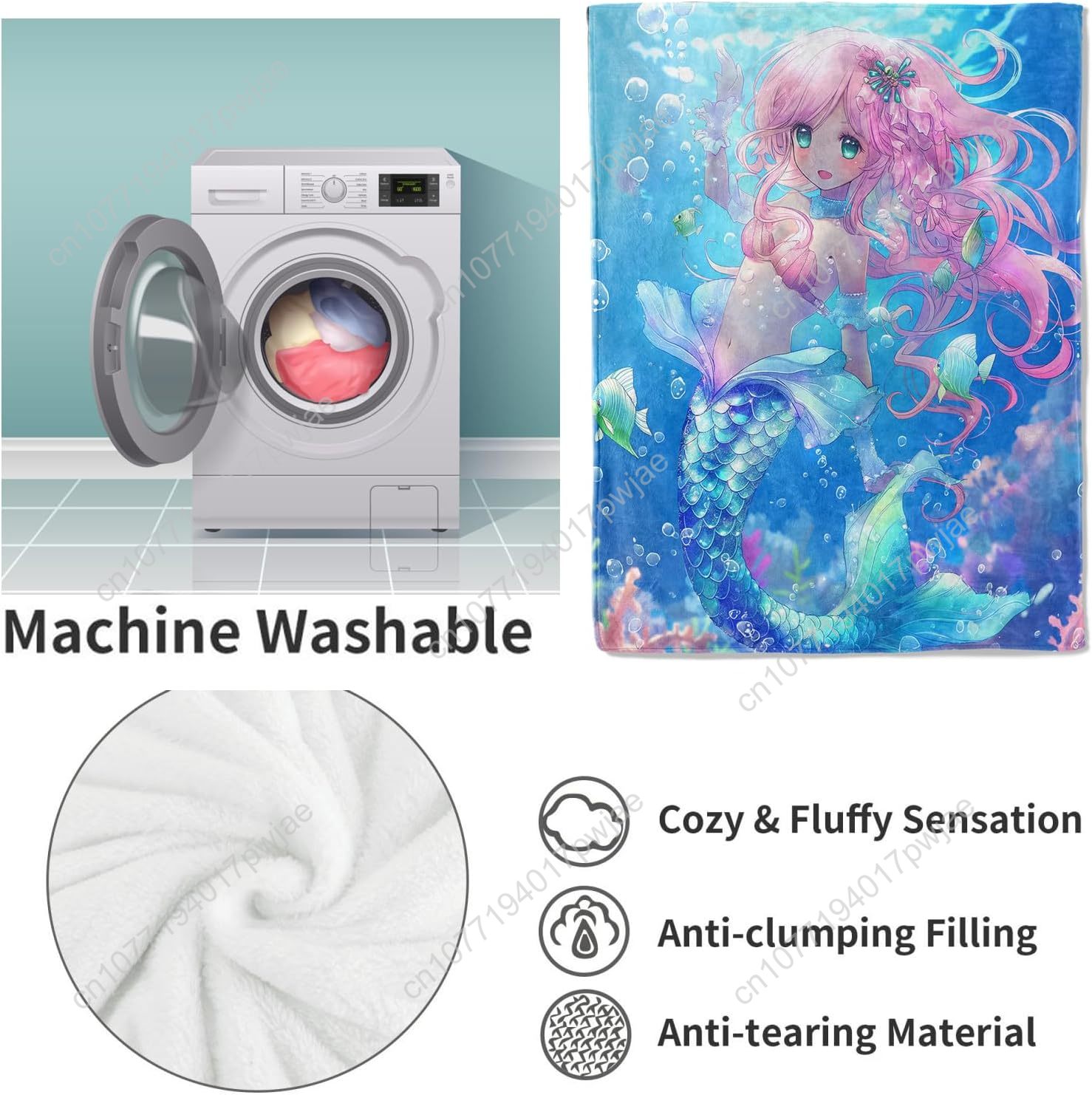 Cute Mermaid Blanket Cartoon F - Home Textiles Throw recension och pris